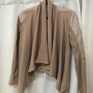 BLANKNYC Faux Leather Drape Front Jacket